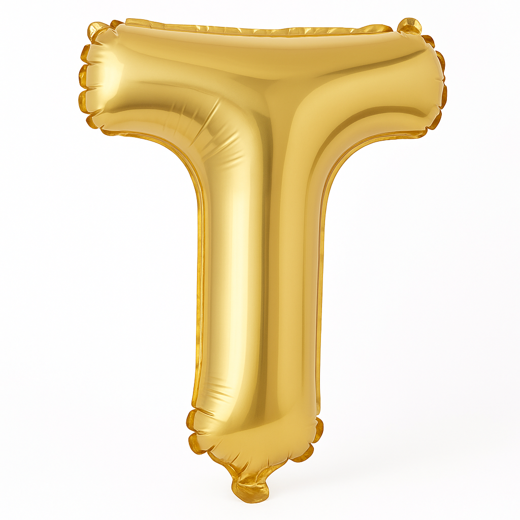 Gold Metallic Letter T Foil Balloon