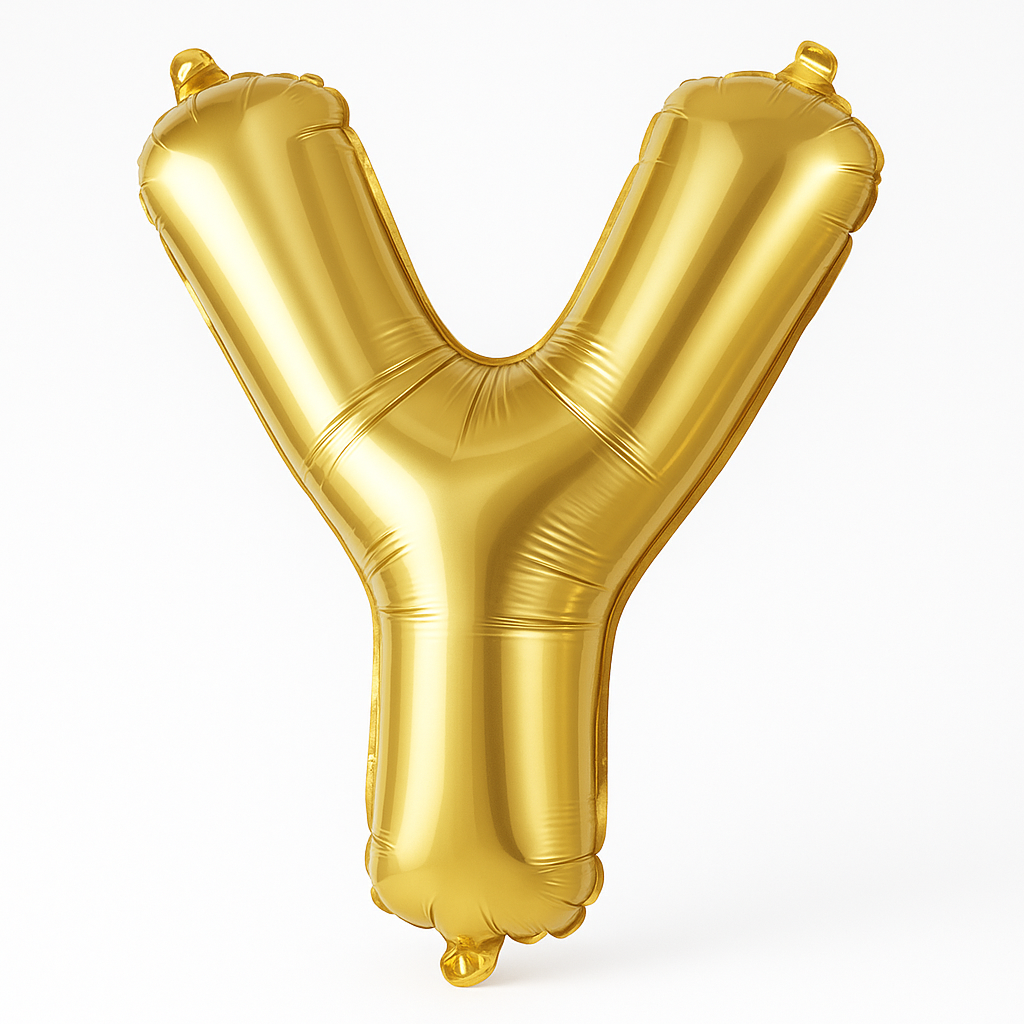 Metallic Gold Letter Y Balloon