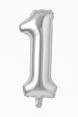 Silver Foil Number 1 Balloon - Air Filled