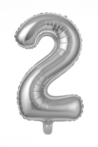Silver Number 2 Foil Balloon - Air-Filled Metallic Decoration