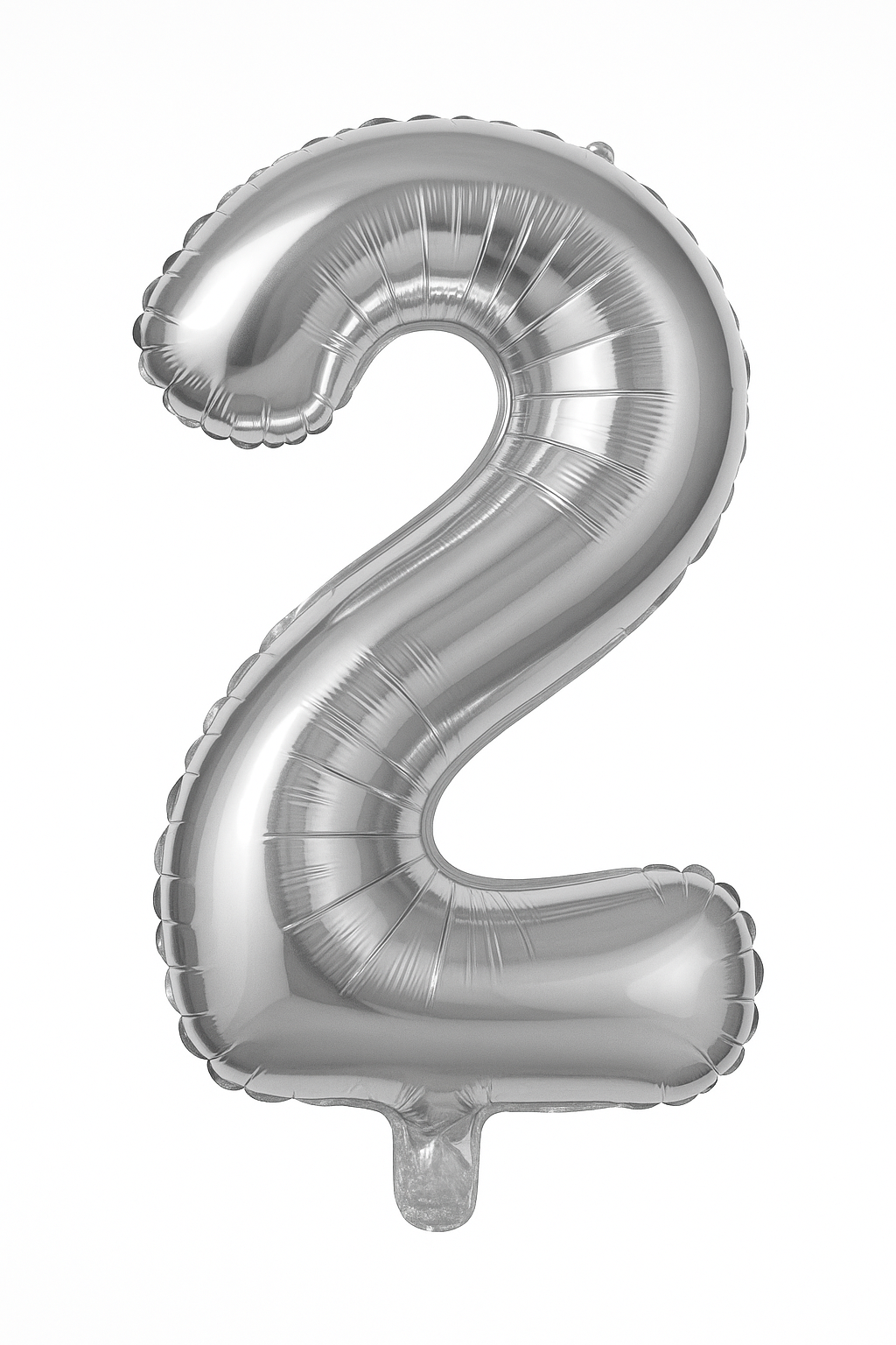 Silver Number 2 Foil Balloon - Air-Filled Metallic Decoration