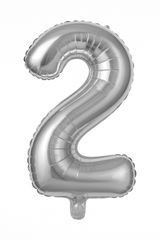 Silver Number 2 Foil Balloon - Air-Filled Metallic Decoration