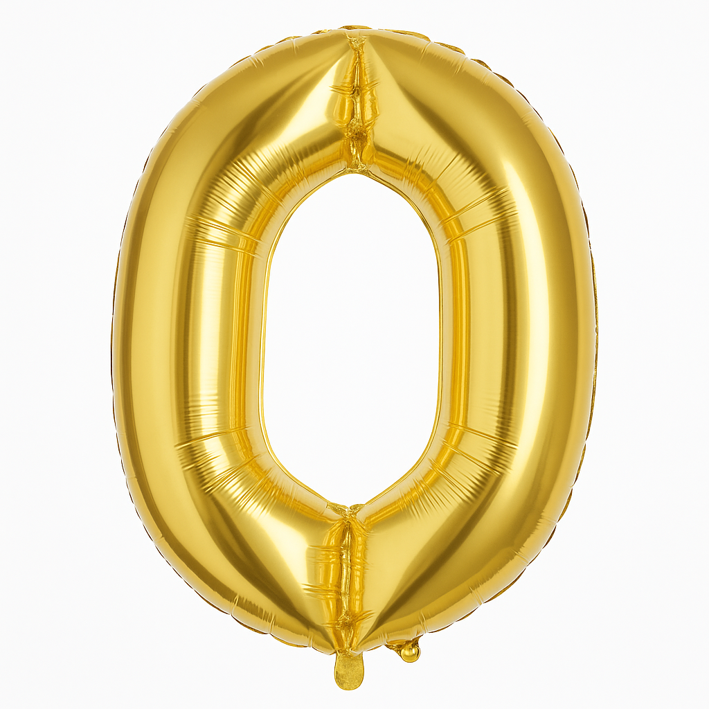 Gold Metallic Foil Balloon Number 0