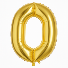Gold Metallic Foil Balloon Number 0