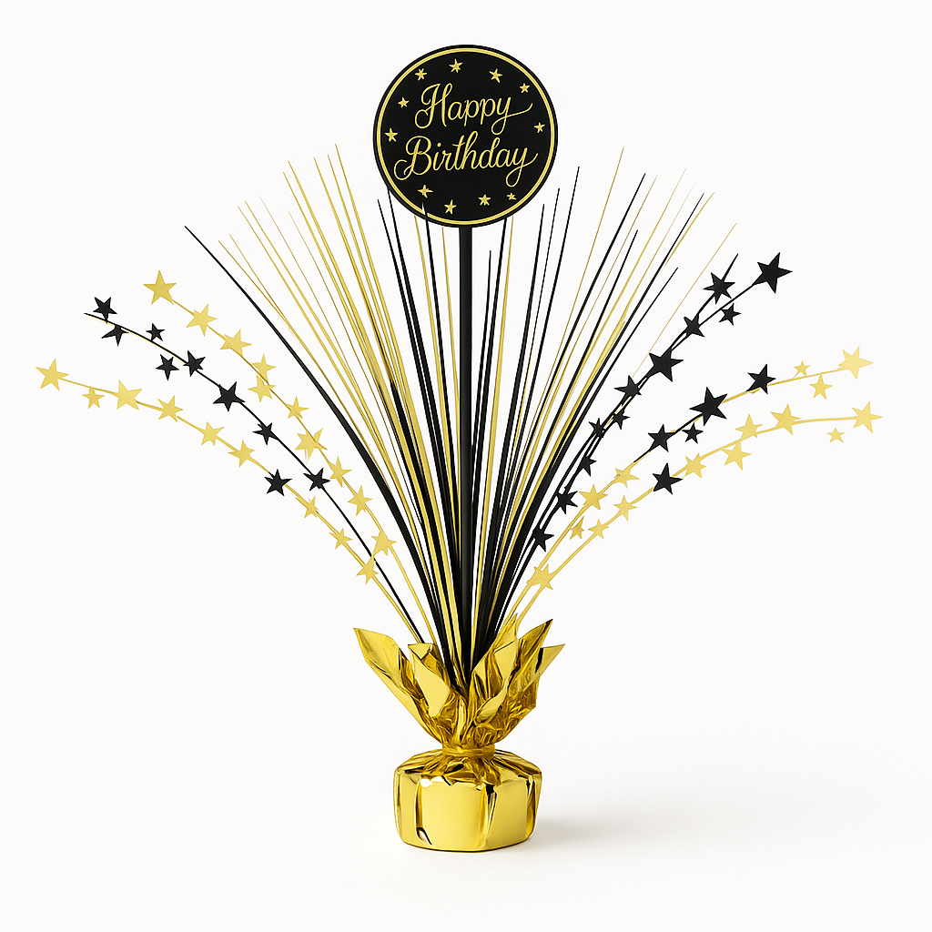 "Happy Birthday" Gold Starburst Centerpiece Spray