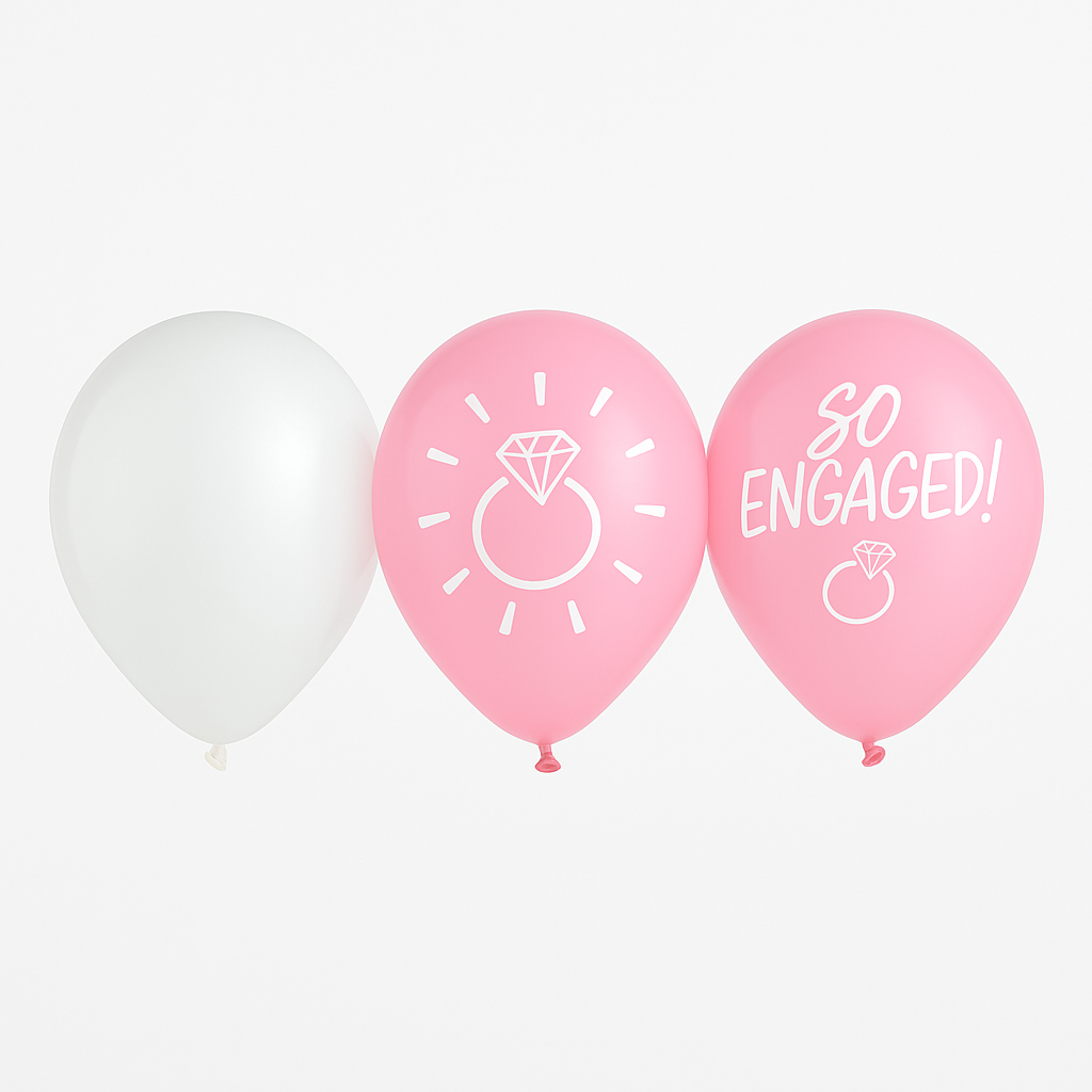 "So Engaged" Blush Pink and White Latex Balloons, 12-Inch, 15-Pack