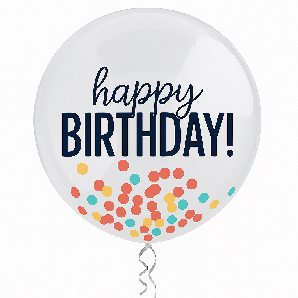 24-Inch Rainbow Confetti Latex Happy Birthday Balloon