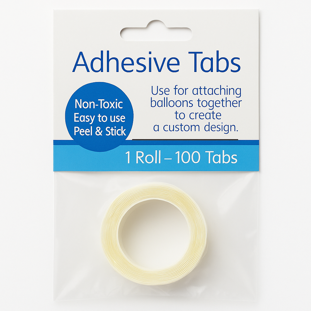 Clear Adhesive Balloon Tabs - 100 Pack