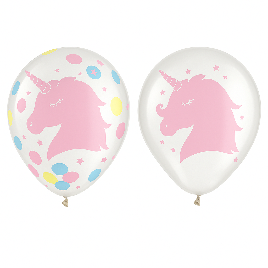 Enchanted Unicorn Confetti Latex Balloons, 12-Inch, 6-Pack