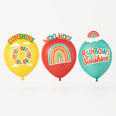 Retro Rainbow Latex Balloon Decorating Kit - 12-inch, 6-pack