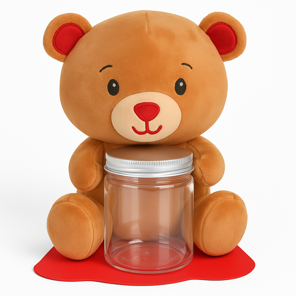 Adorable Bear Plush Balloon Weight with Jar Accessory