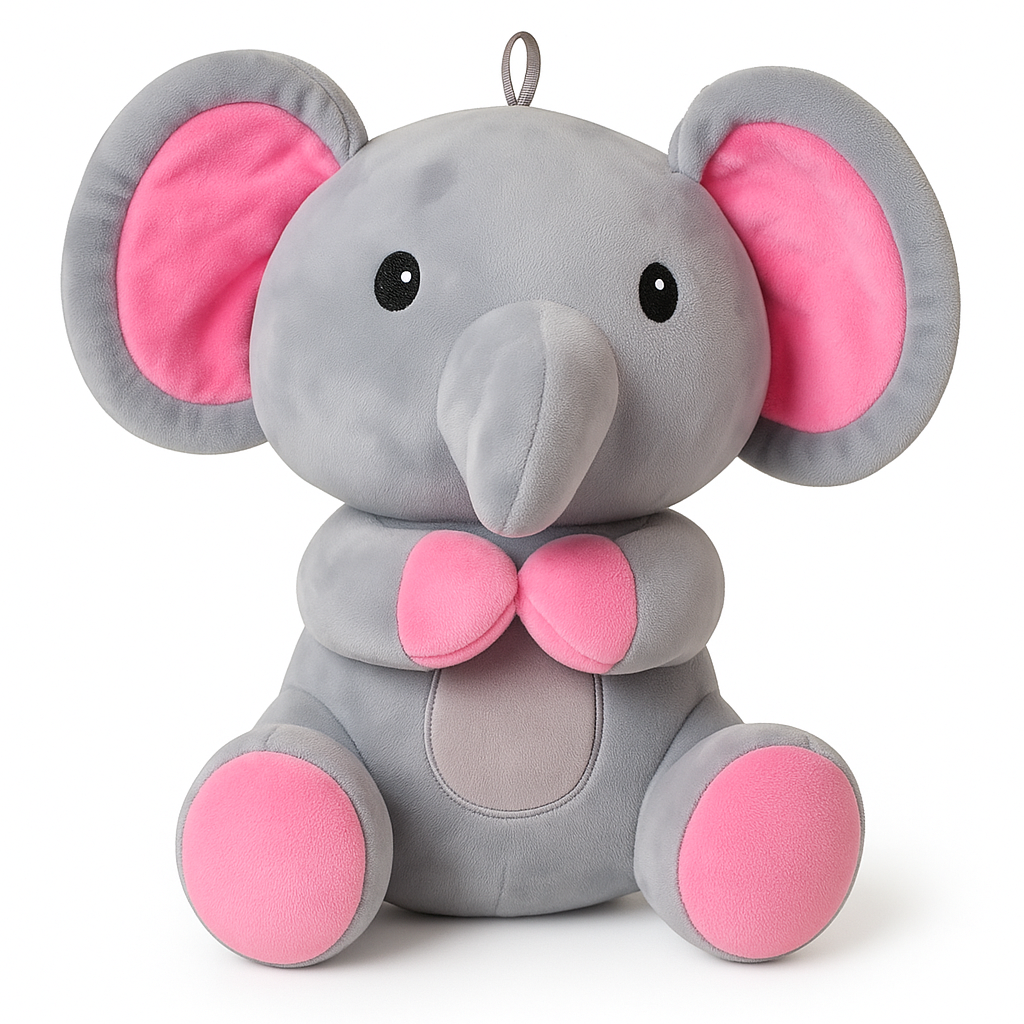 Elephant Plush Balloon Weight Accessory with Pink Accents