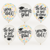 "Congrats Grad" Confetti Latex Balloons, 12-Inch, 6-Pack