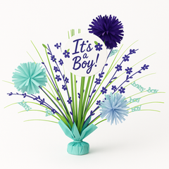 "It's a Boy" Tinsel Centerpiece Spray for Baby Showers