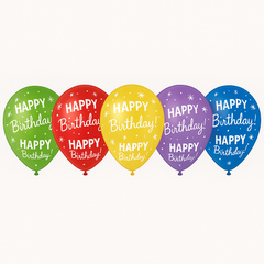 Vibrant Confetti Happy Birthday Latex Balloons, 11-Inch, 15-Pack