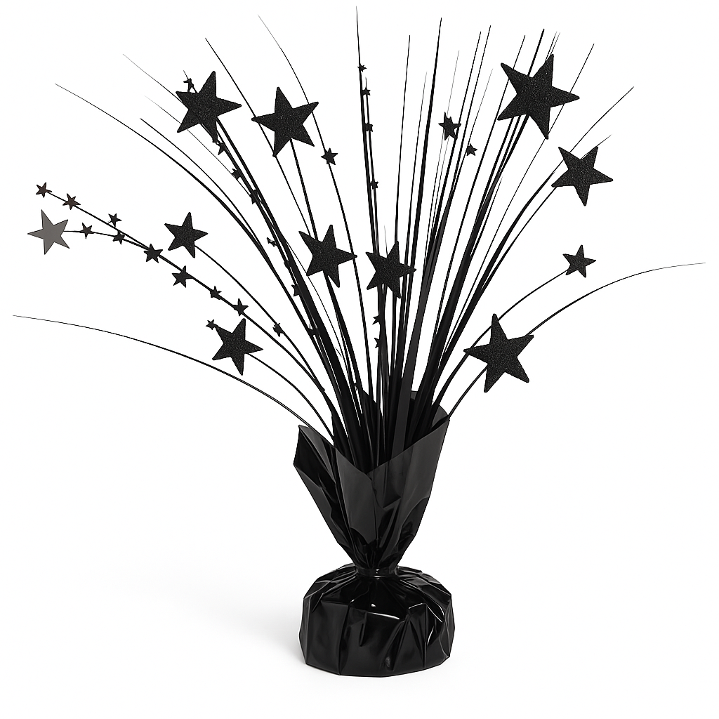 12-Inch Black Foil Star Spray Centerpiece