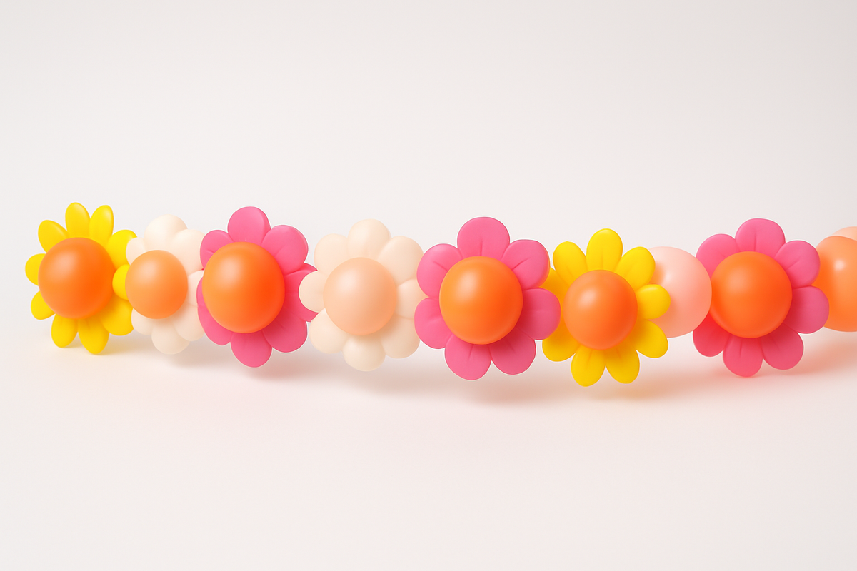 Retro Summer Floral Balloon Garland, 12-ft