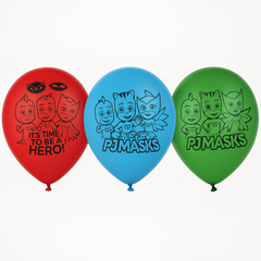 PJ Masks "It‚Äôs Time to be a Hero" Latex Balloons - 12", 6 Pack