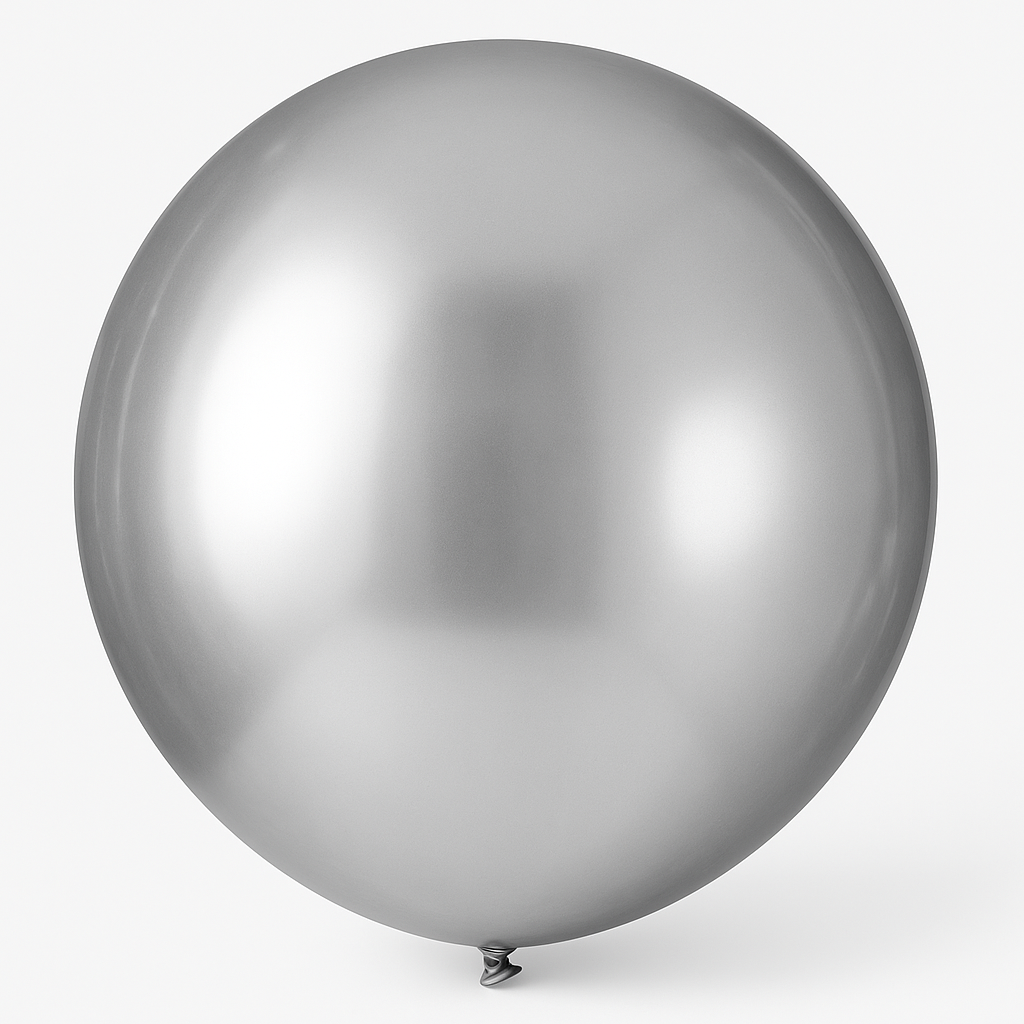 24" Platinum Metallic Silver Latex Balloons - 4 Pack