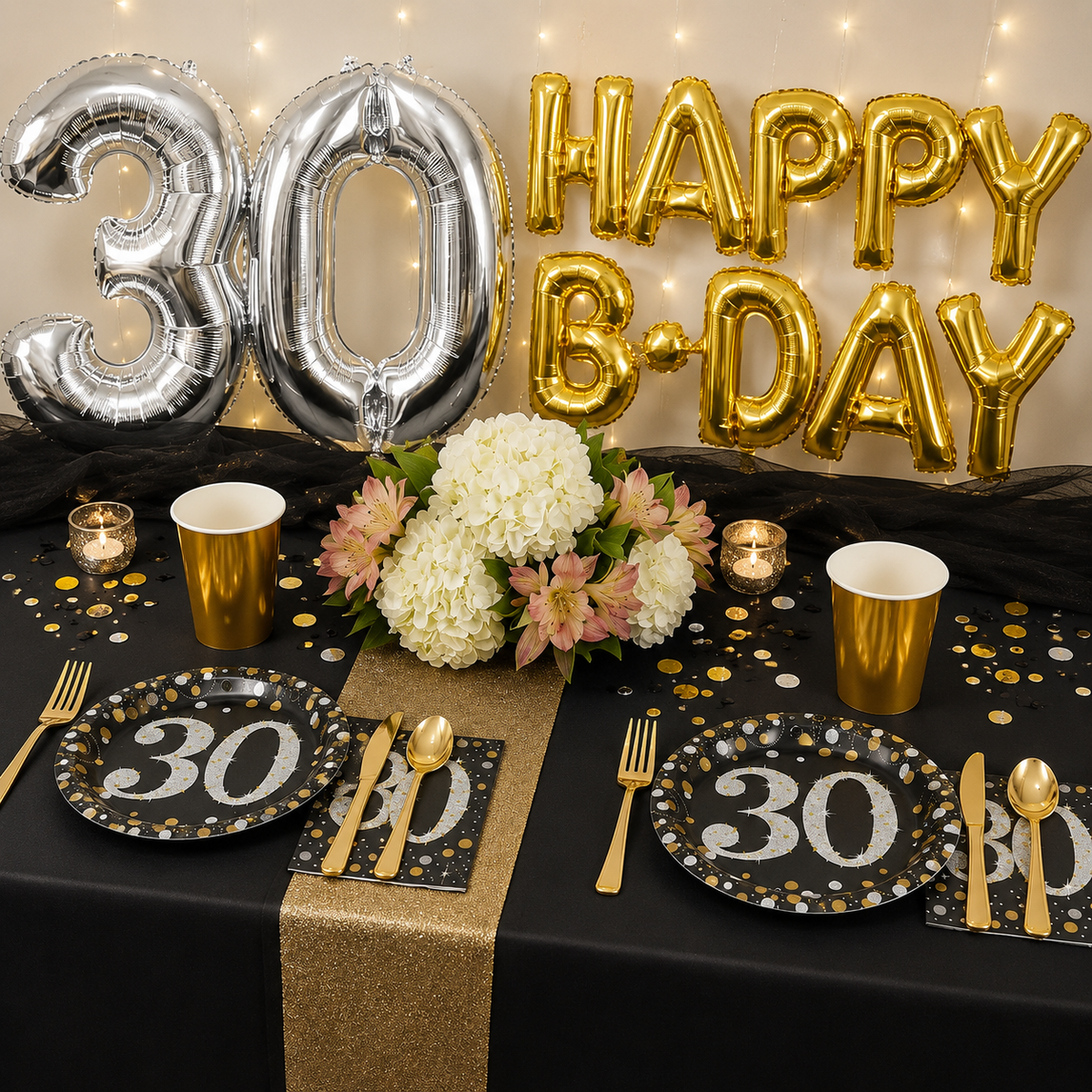 66 Pcs 30th Birthday Party Base Kit | For 8 Guests