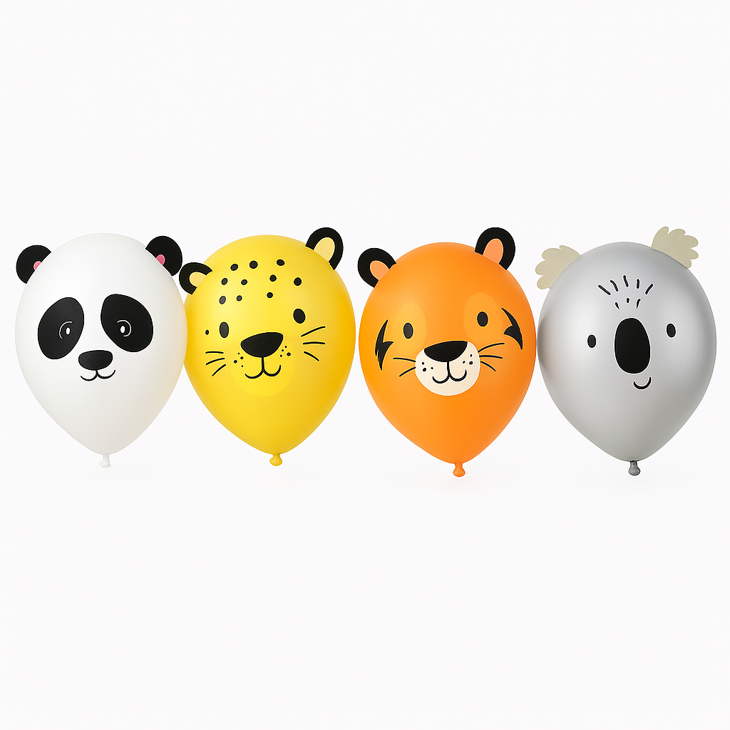Jungle Safari Animal Balloon Decorating Kit - 12" Latex Balloons, 6 Pack