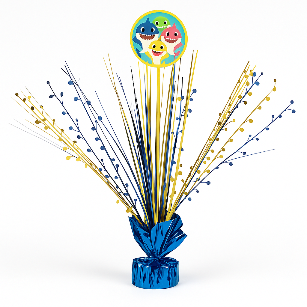 Baby Shark Metallic Tinsel Spray Centerpiece for Kids' Birthday Parties