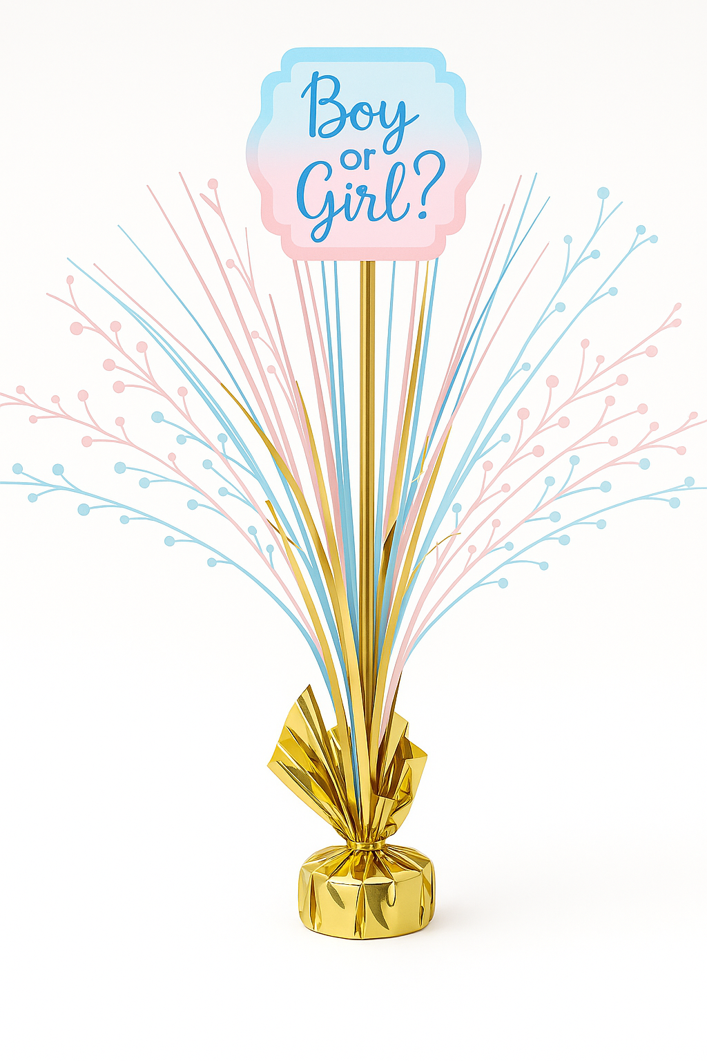 "Boy or Girl?" Gender Reveal Tinsel Spray Centerpiece