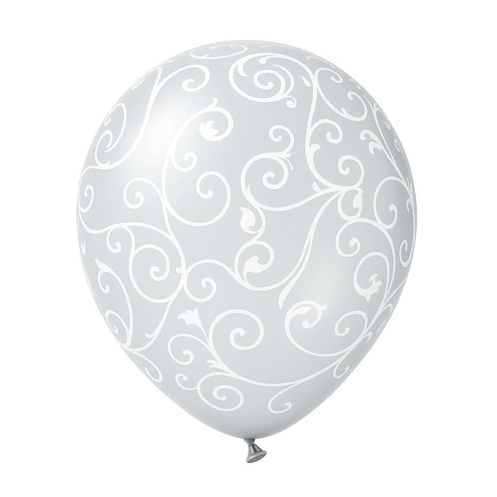 Elegant Filigree Clear Latex Balloons - 12-Inch, Pack of 6