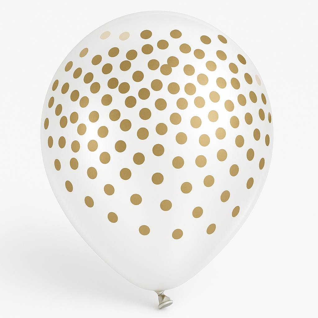 Gold Confetti Printed Latex Balloons - 6 Pack