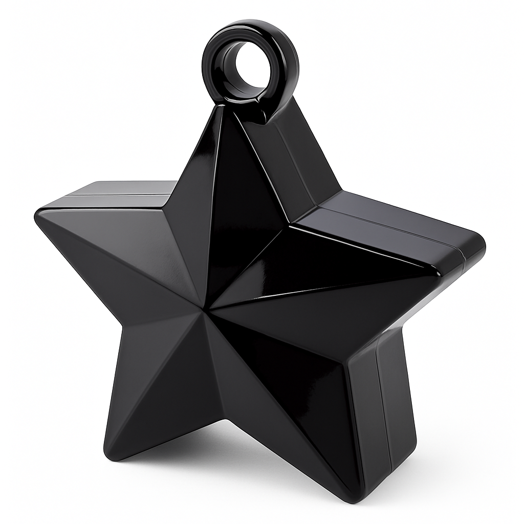 Black Star Shaped Balloon Weight Accessory, 4.5-Inch