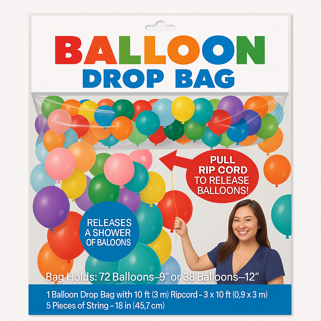 Exciting Balloon Drop Bag with Rip Cord