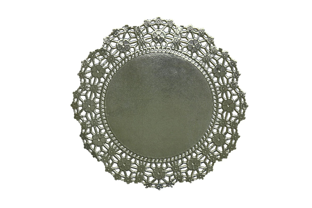 12 In. Round Silver Foil Doilies | 6 Count