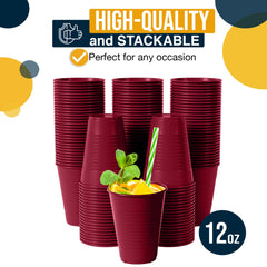 12 Oz. Burgundy Plastic Cups | 50 Count