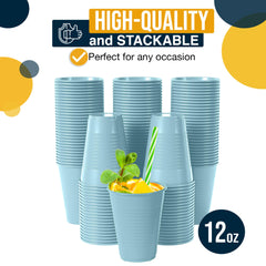 12 Oz. Light Blue Plastic Cups | 50 Count