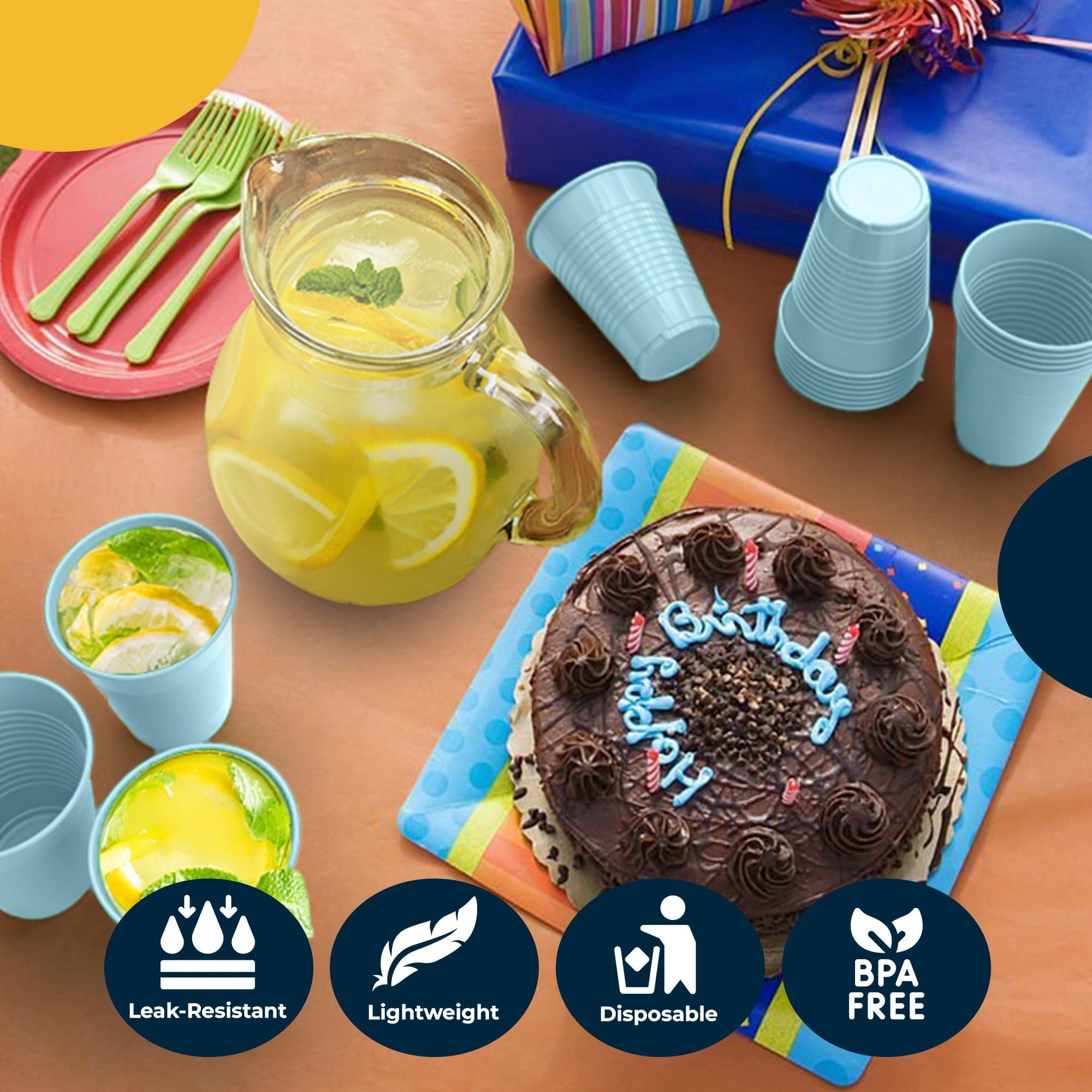 12 Oz. Light Blue Plastic Cups | 50 Count