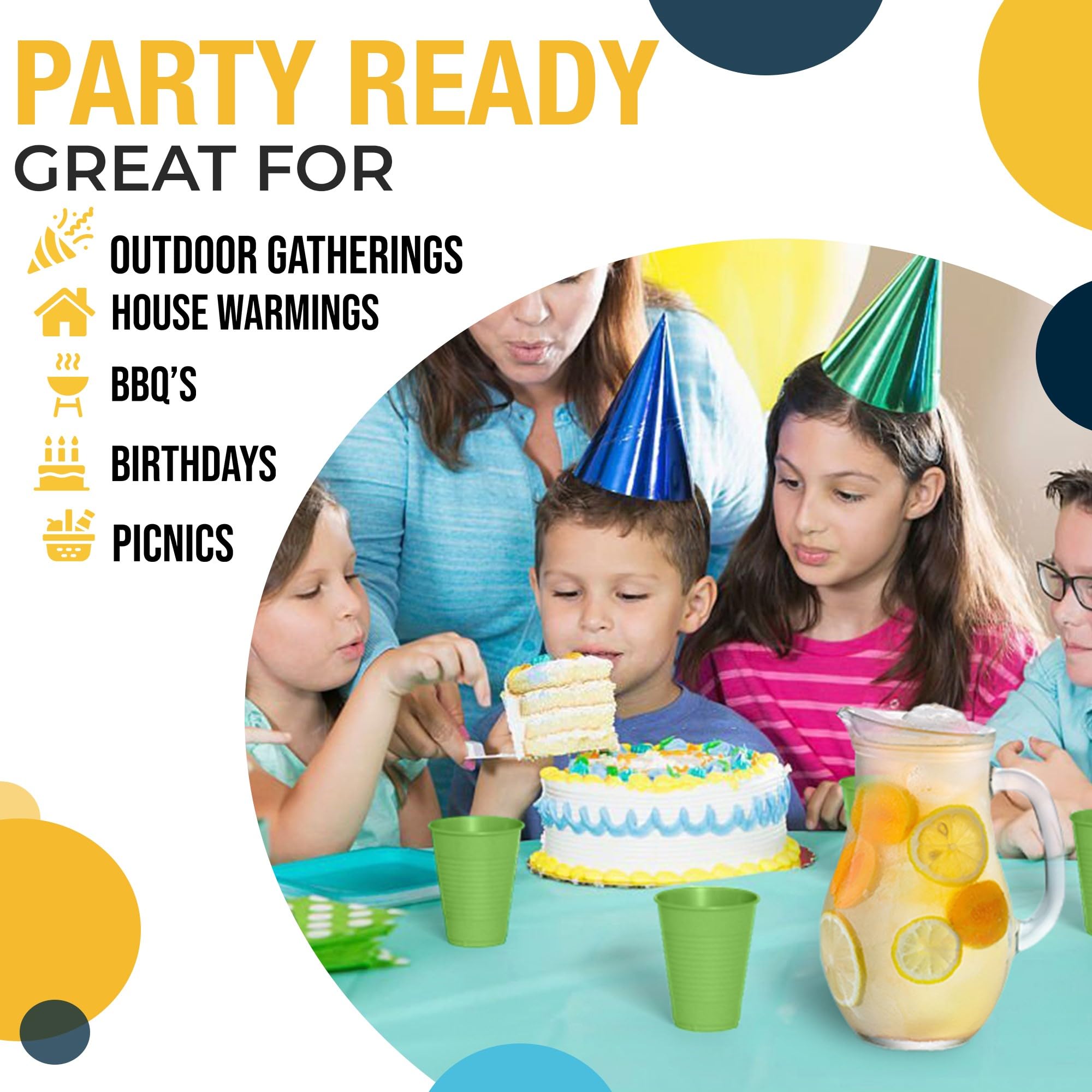 12 Oz. Lime Green Plastic Cups | 50 Count