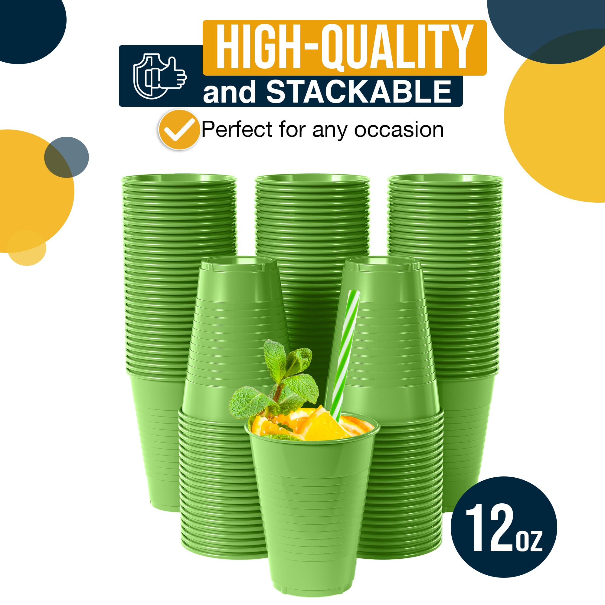 Little Gym - 12 Oz. Lime Green Plastic Cups | 100 Count