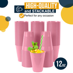 12 Oz. Pink Plastic Cups | 50 Count