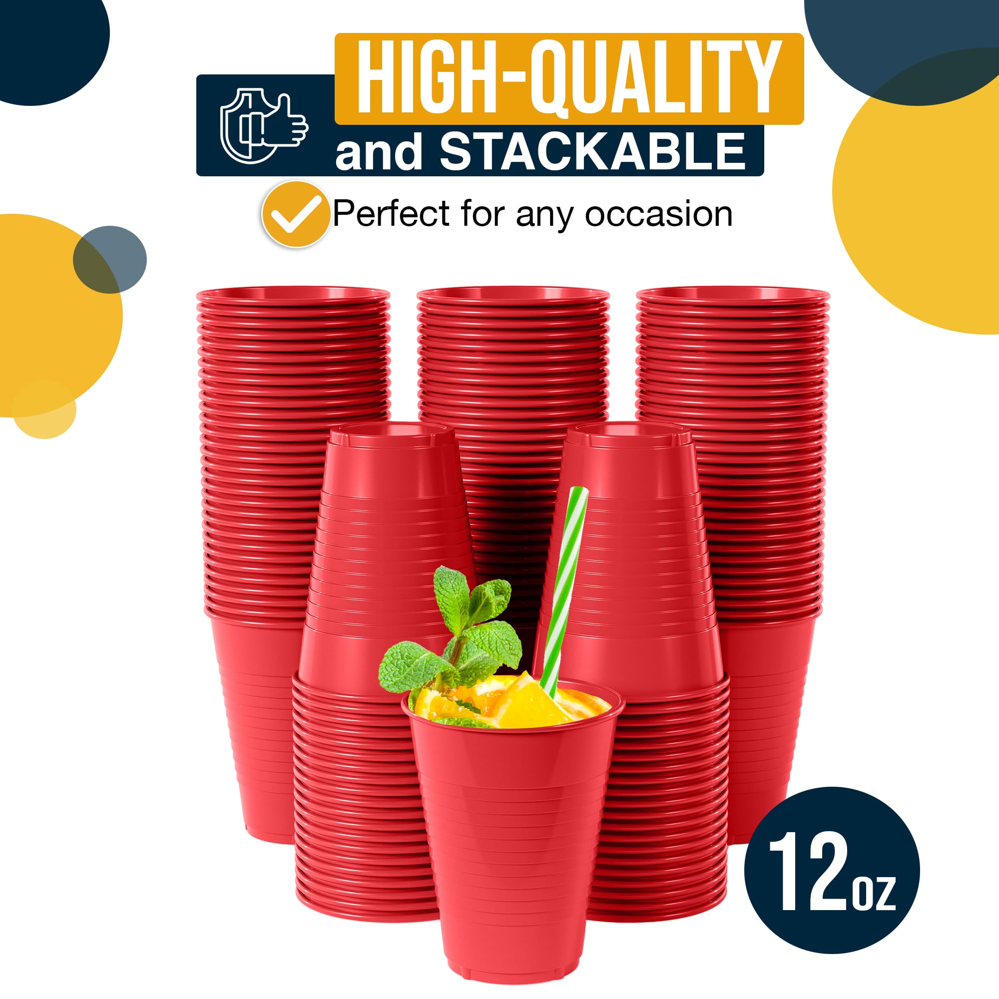 Little Gym - 12 Oz. Red Plastic Cups | 100 Count