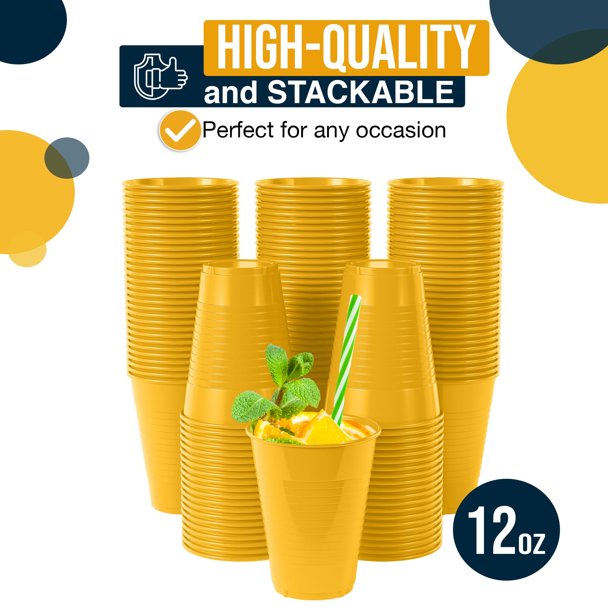 12 Oz. Yellow Plastic Cups | Case of 600