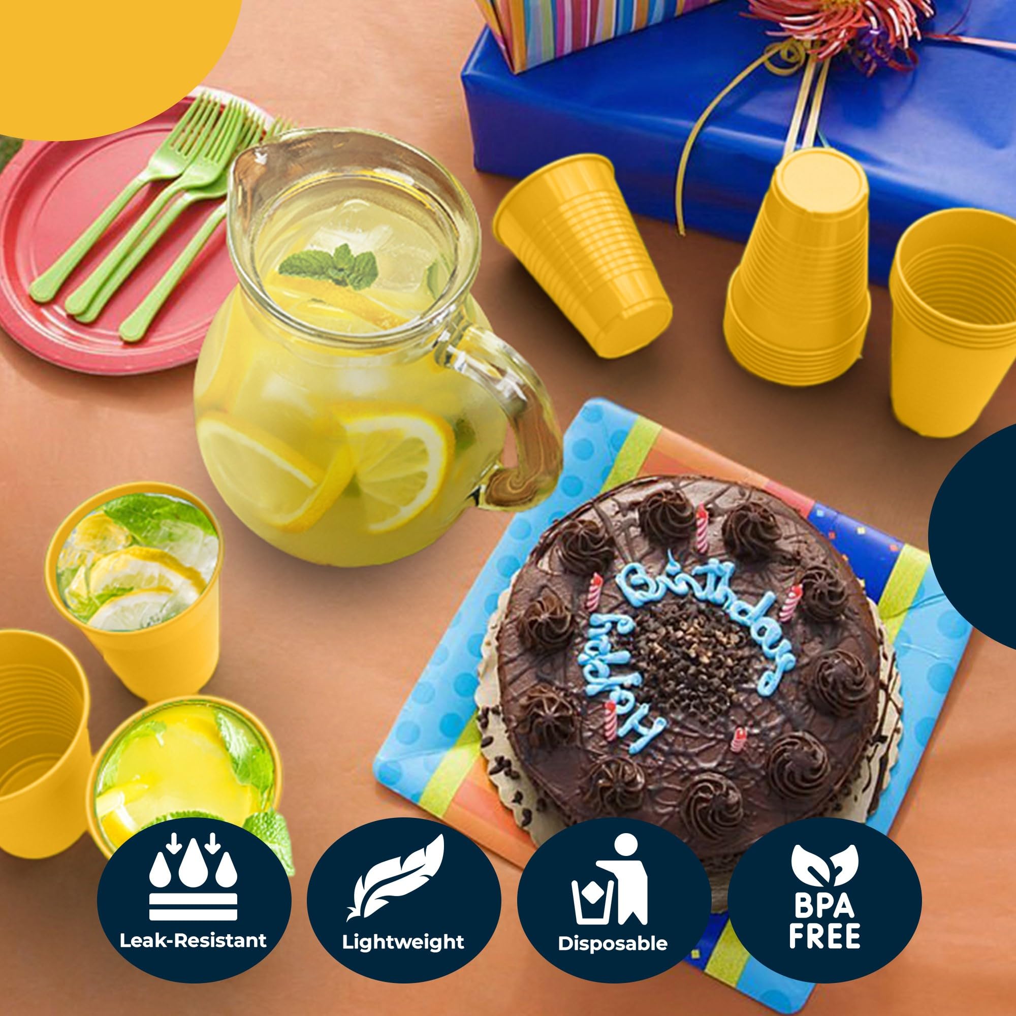 12 Oz. Yellow Plastic Cups | Case of 600