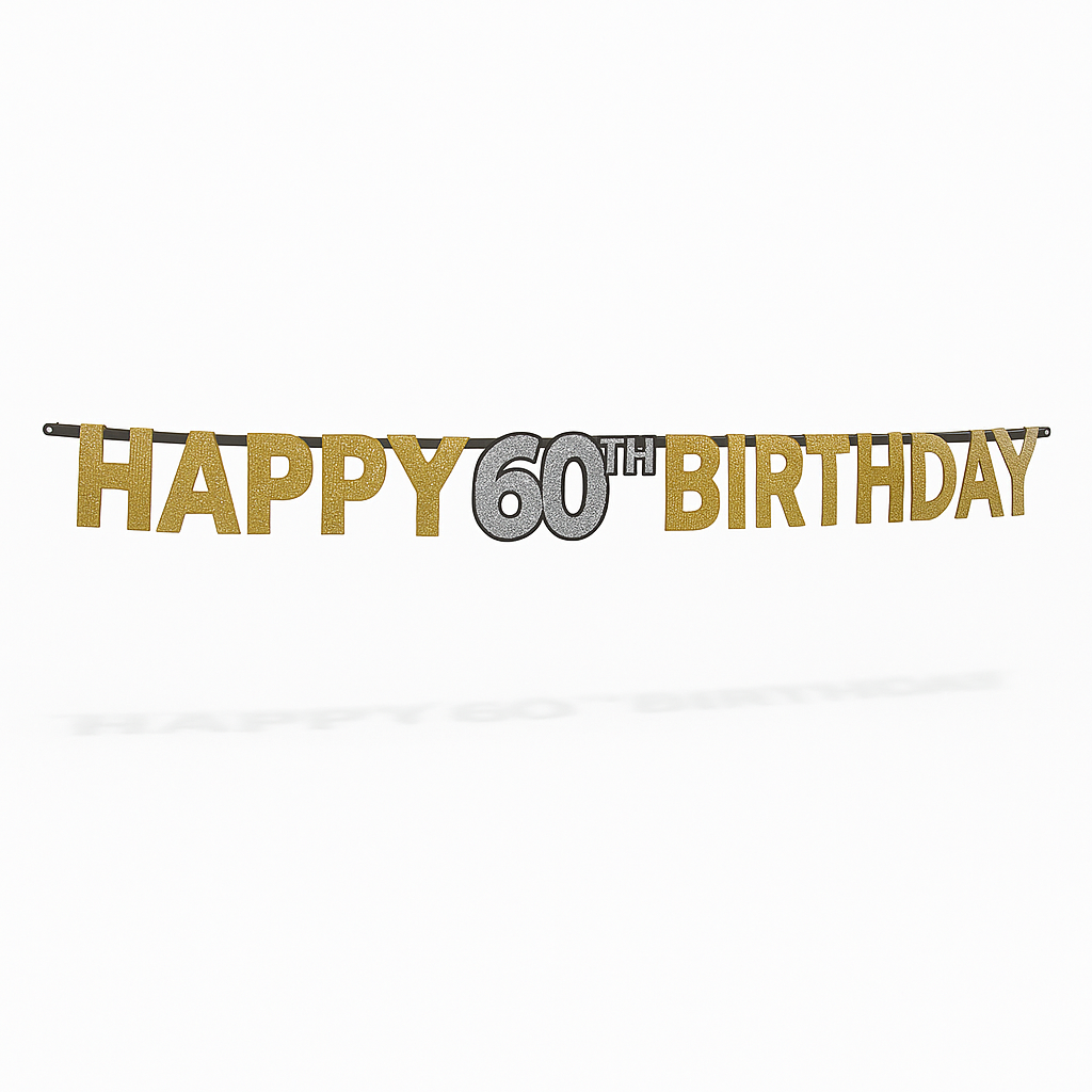 Prismatic 60th Birthday Celebration Banner - Gold & Silver