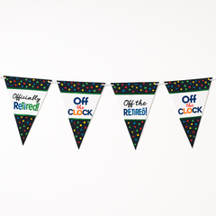 "Off The Clock" Retirement Pennant Banner, 15-ft