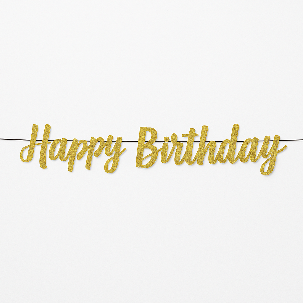 Glitter Gold "Happy Birthday" Banner Decoration