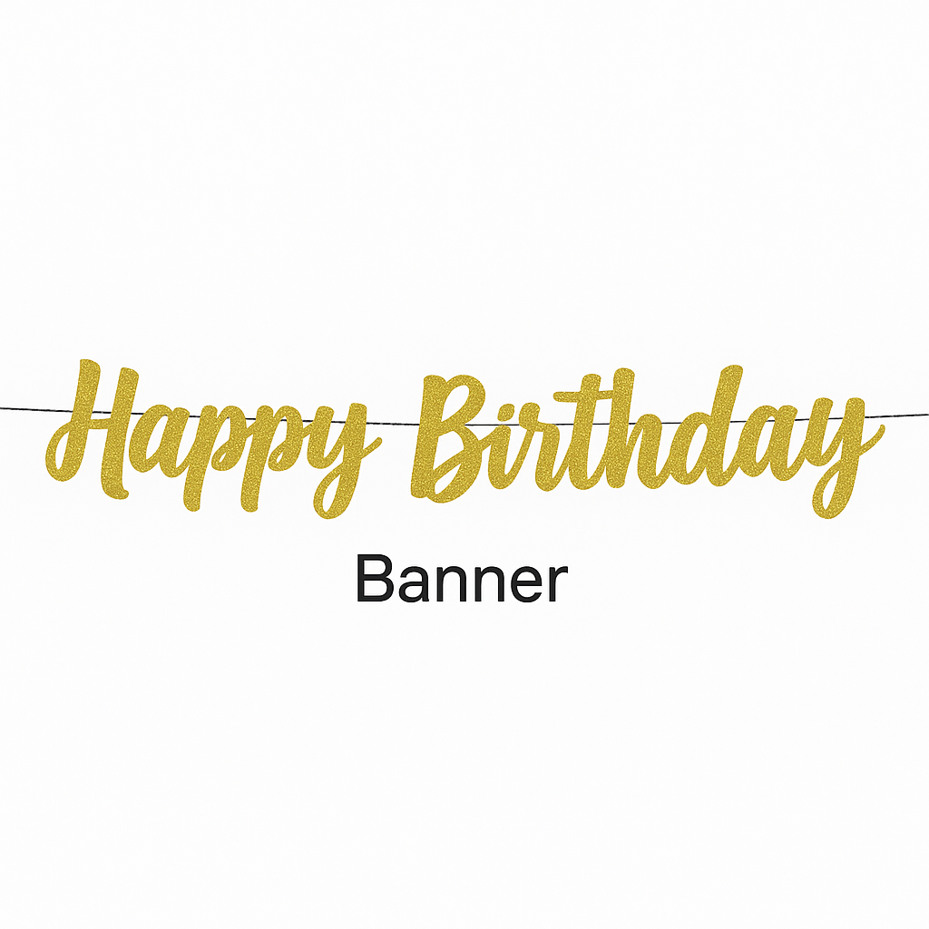 Golden Glitter Happy Birthday Banner
