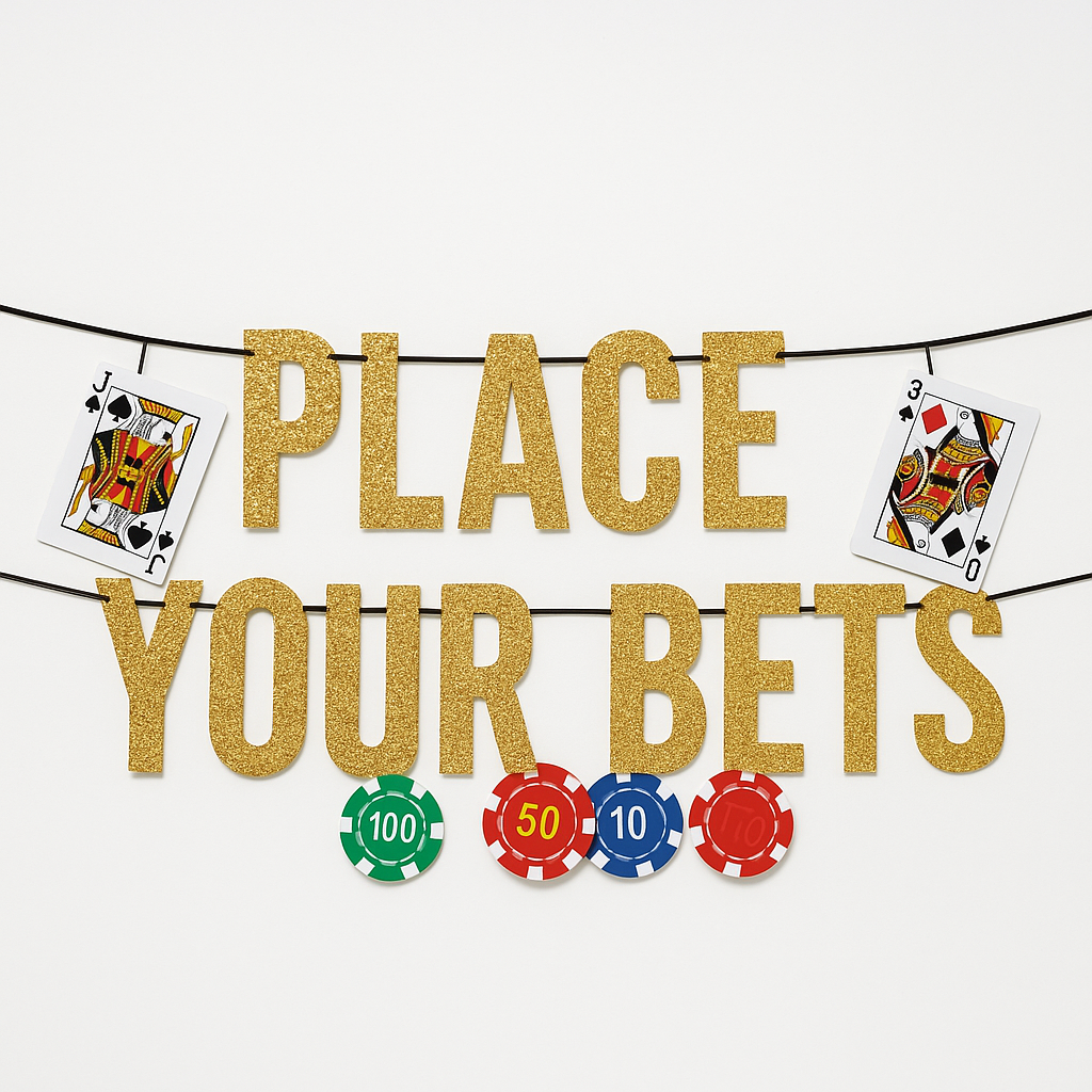 Roll the Dice "Place Your Bets" Glitter Casino Banner