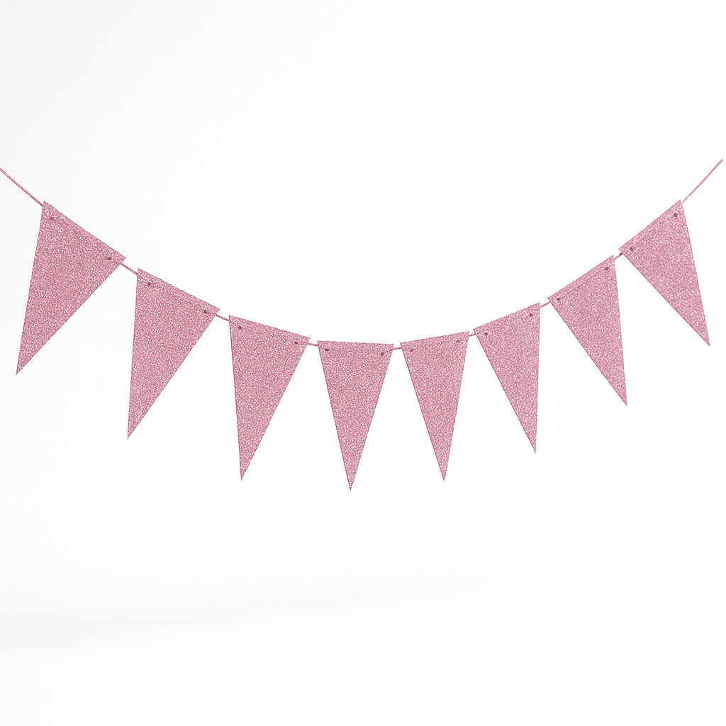 Blush Pink Sparkle Pennant Banner - 20 ft