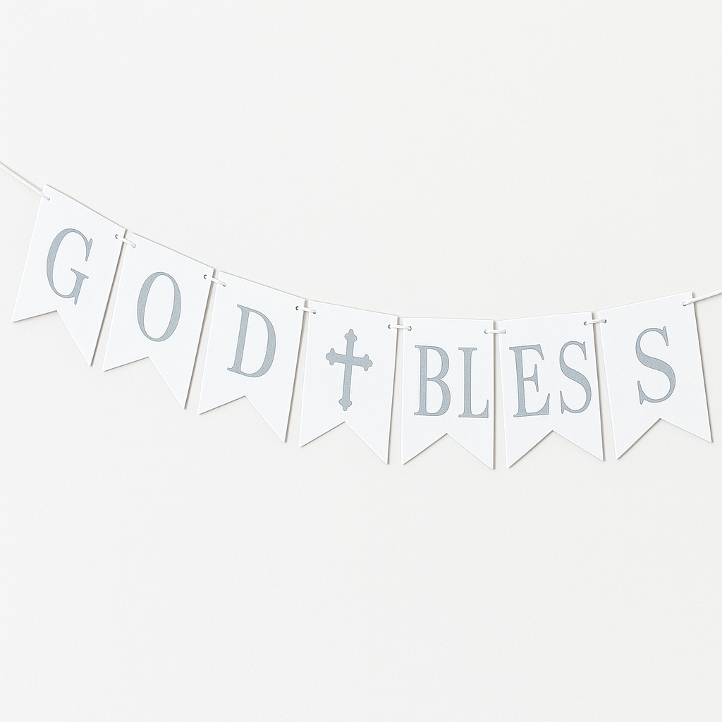 God Bless Religious Pennant Banner Decoration