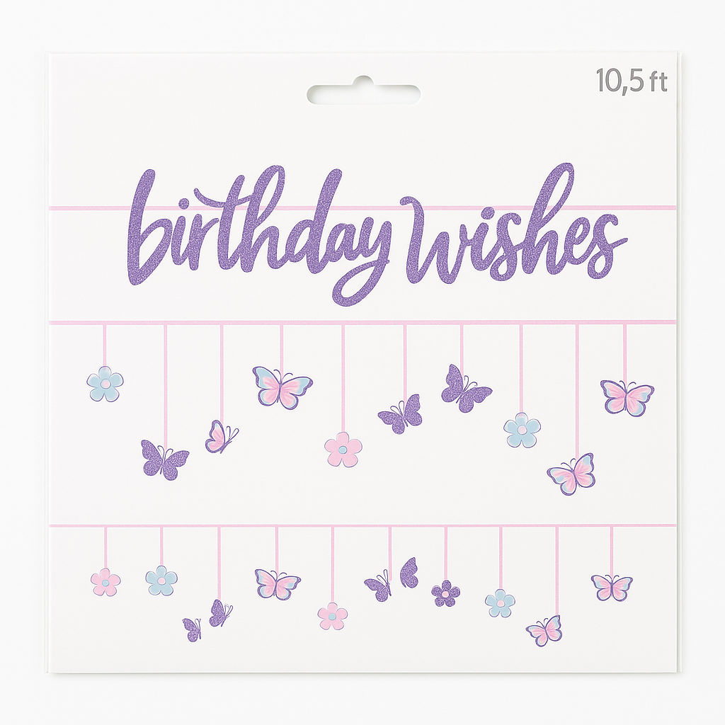 Butterfly Flutter "Birthday Wishes" Double Banner Decoration