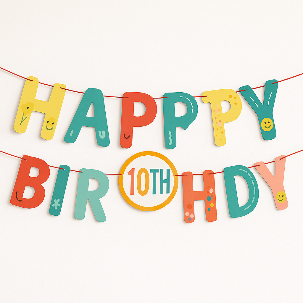 All Smiles Happy 10th Birthday Banner